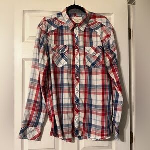 BKE Red and Blue Plaid Casual Shirt